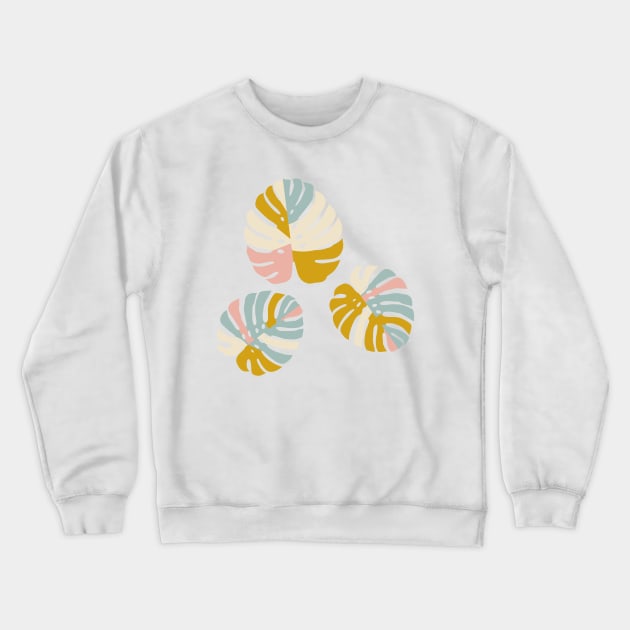 Color Block Monstera in Blue + Pink Crewneck Sweatshirt by latheandquill